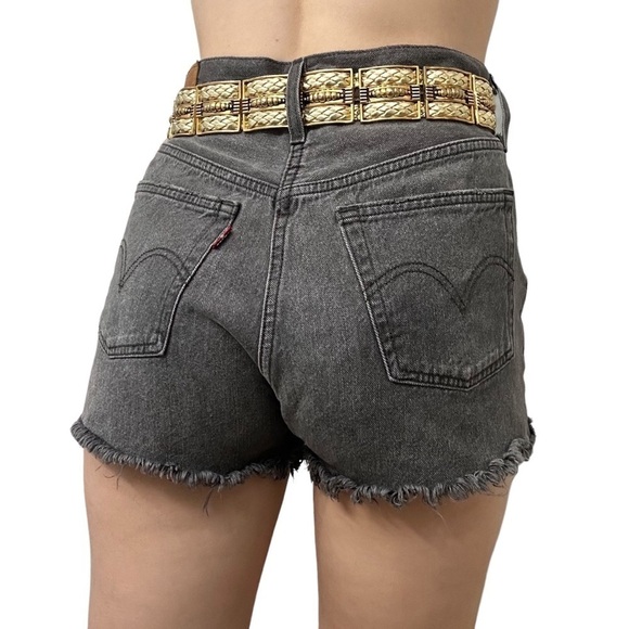 Vintage Belt Leather Gold Metal Chunky 90s Whimsigoth Statement Belt Size Small - Picture 4 of 7